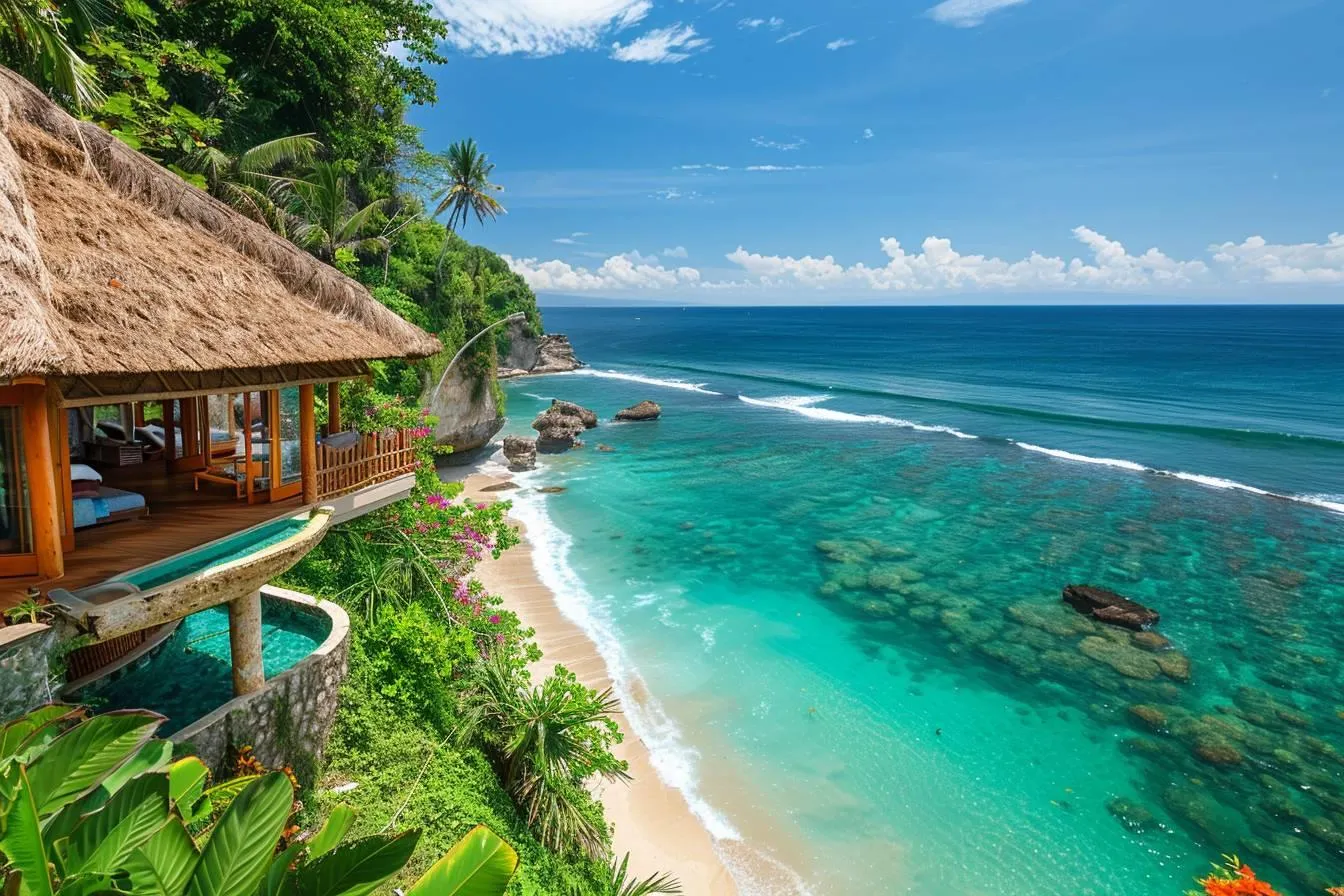 Bali adventure accommodation with tropical garden and pool