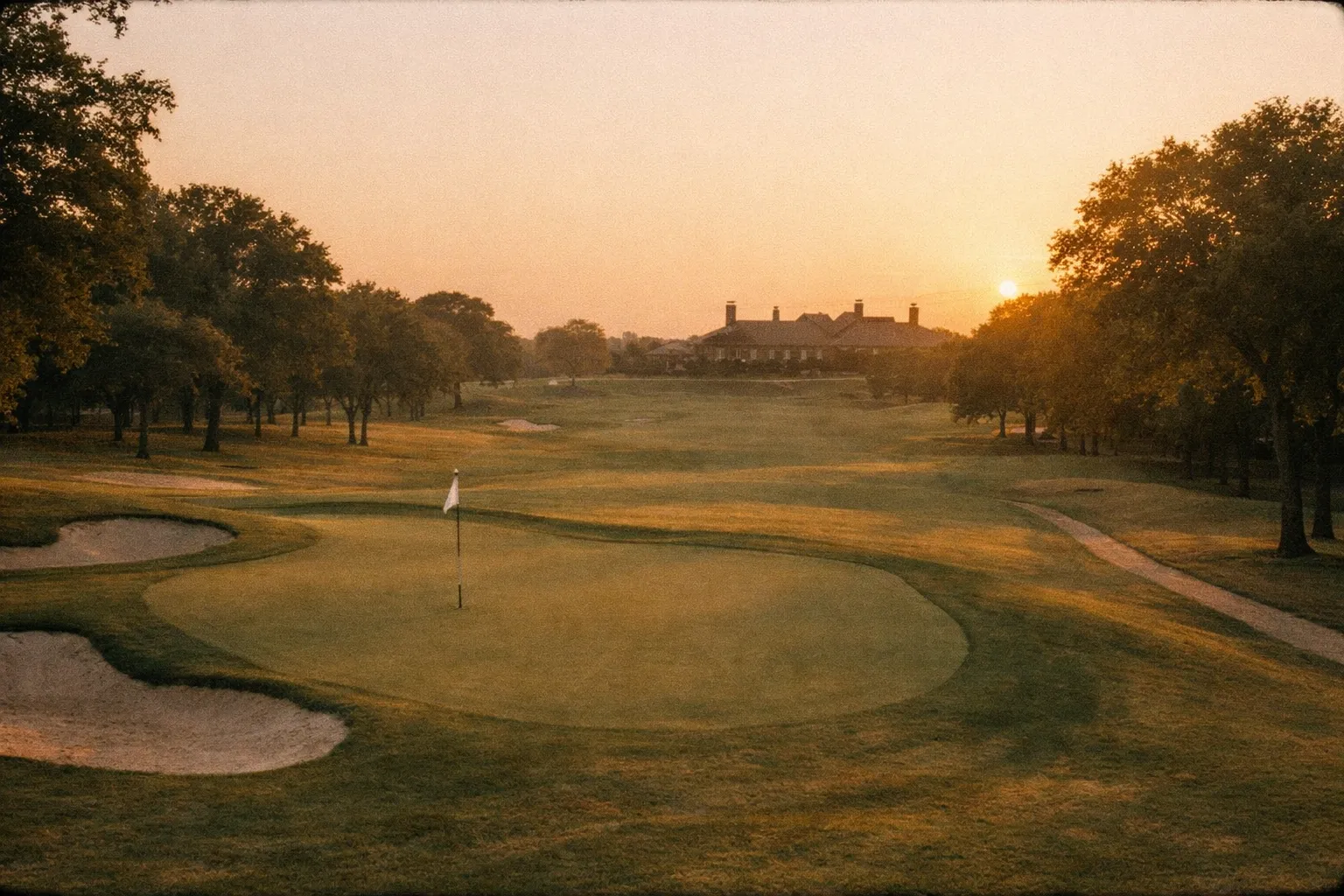 Brook Hollow Golf Club course at golden hour, Dallas