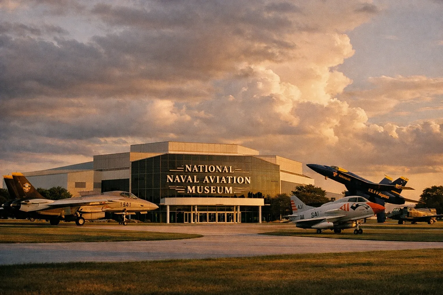 National Naval Aviation Museum exterior with aircraft displays